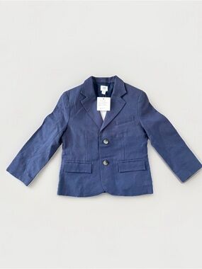 NEW Janie And Jack Sz 4 Boys Blue Classic Blazer Special Occassion Linen Blend